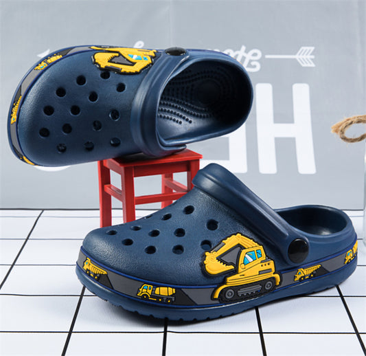 Summer Unicorn or Dirosaur Appliqued Beach Anti-slip Flat Sandals - Purple, Blue, Black, Pink