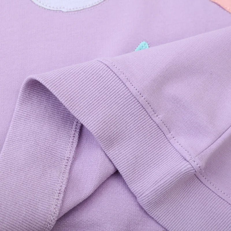 100% Cotton Animal Print Long Sleeve Sweatshirt for Girls 2-7 Years - Purple