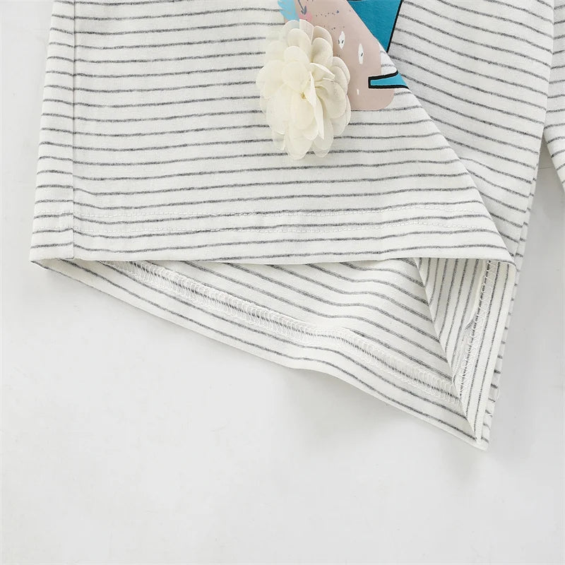 Soft Cotton Long Sleeve T-Shirts with Adorable Cartoon Prints - Grey