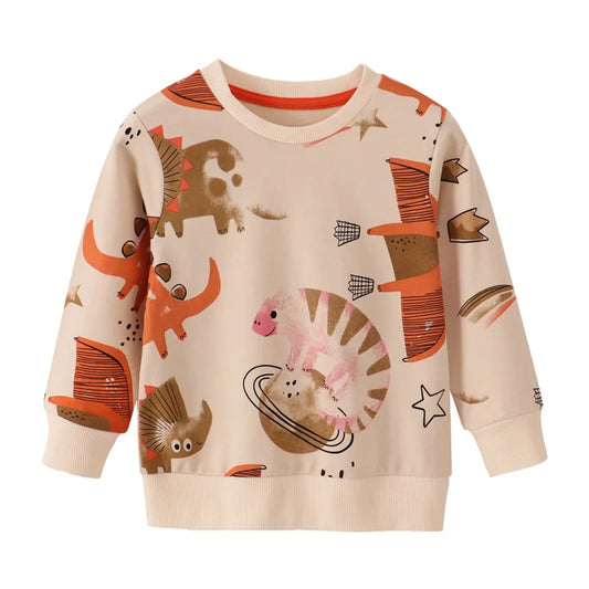 Warm Cotton Long Sleeve Animal Print Boys Clothing Sets - Black, Grey, Blue, Green