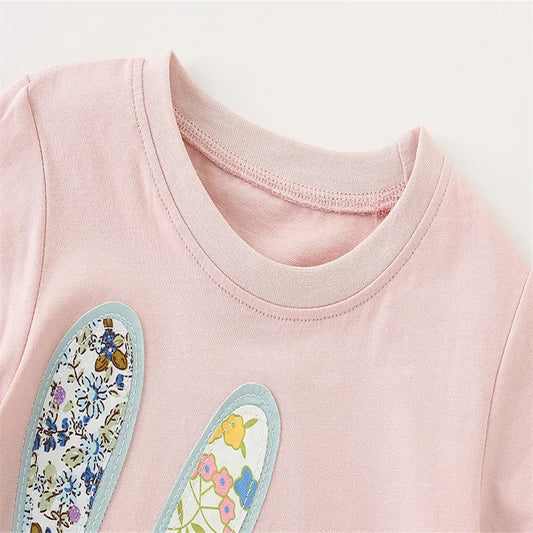 Jumping Meters Animals Girls Summer Clothing Set Top + Short Sleeve Leggings - Pink