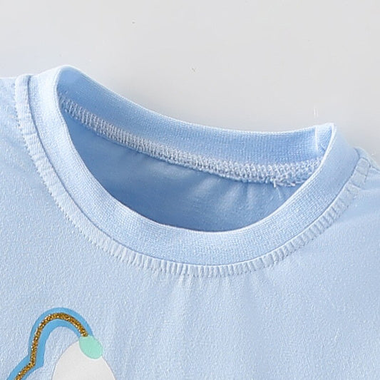 Girls Casual Embroidered Long Sleeve Top - Blue