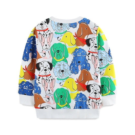 Little Maven 2025 Cute Cotton Sweatshirt with Cartoon Dog Print for Boys and Girls Ages 2-7