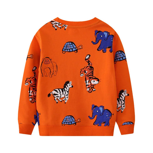 Cartoon Print Cotton Sweatshirt for Kids (2–7 Yrs) – Red