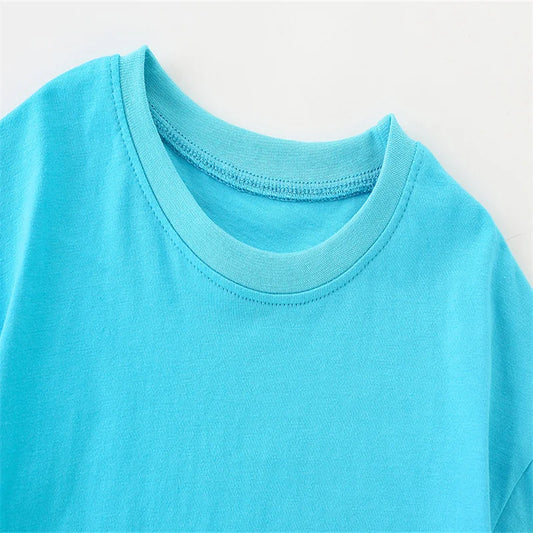 Jumping Meters Animals Girls Summer Clothing Set Top + Short Sleeve Leggings - Blue