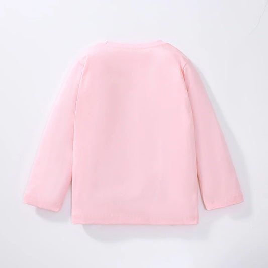 Cotton T-shirt with Embroidered Cartoon Deer - Pink