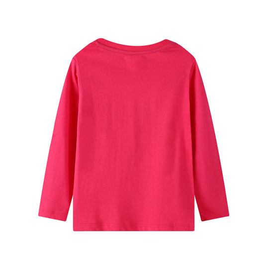 Unicorn Print Long Sleeve Cotton Top - Fuchsia.