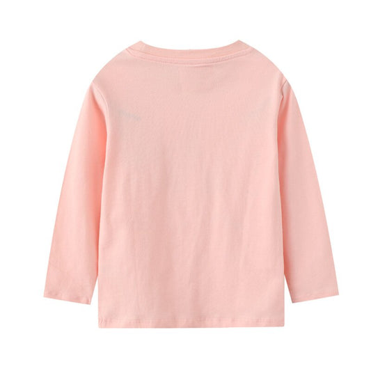 Girls Peachy Cat Print Long Sleeve Cotton Top.