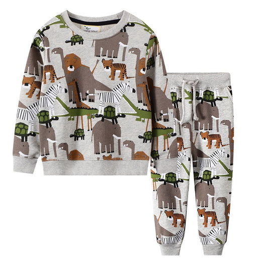 New Arrival Boys Girls Cartoon Animals Print Fashion Cotton Sport Outfit.