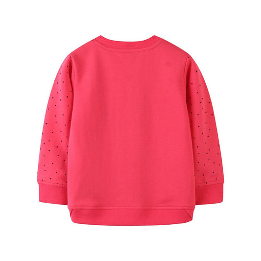 Children's Embroidered Cartoon Bunny Long Sleeve Cotton Sweatshirt - Hot Pink.