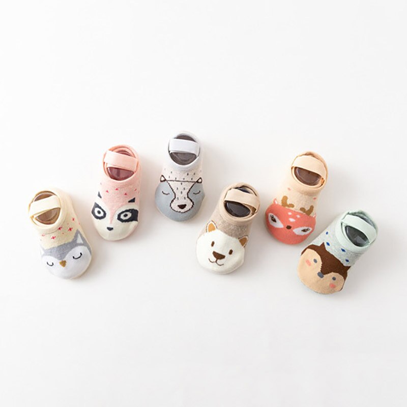 Calcetines antideslizantes de algodón suave con patrón lindo para bebés, niños y niñas