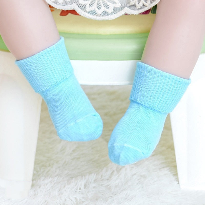 Solid Colour Soft Cotton Newborn Baby Non-slip Soled Socks.