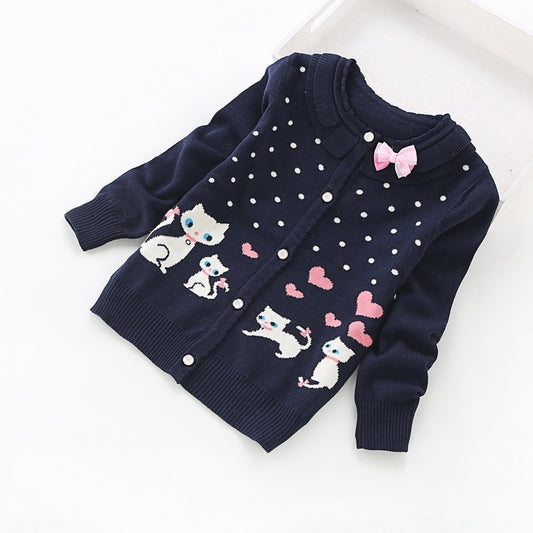 New Fashion Girls' Lovely Cotton Cardigan - Grey, Navy.