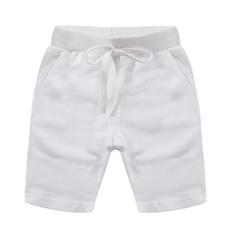 Baby Girls Summer Solid Colour Elastic Waist Cotton Shorts - Pink, White.