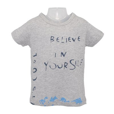 Baby Boys Cute Cartoon Cotton T-Shirt - Grey, White.