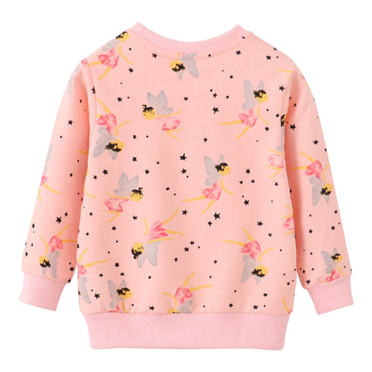 Girls Fairy Print Cotton Sweatshirt - Pink.