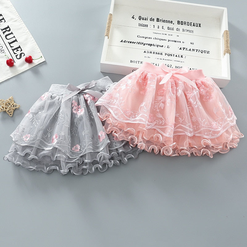 New Style Mesh Tutu Puffy Faldas - Crema, Gris, Rosa