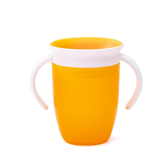 360 Degrees Can Be Rotated Baby Learning Drinking Cup with Double Handle - Orange, Blue, Green, Bright Pink.
