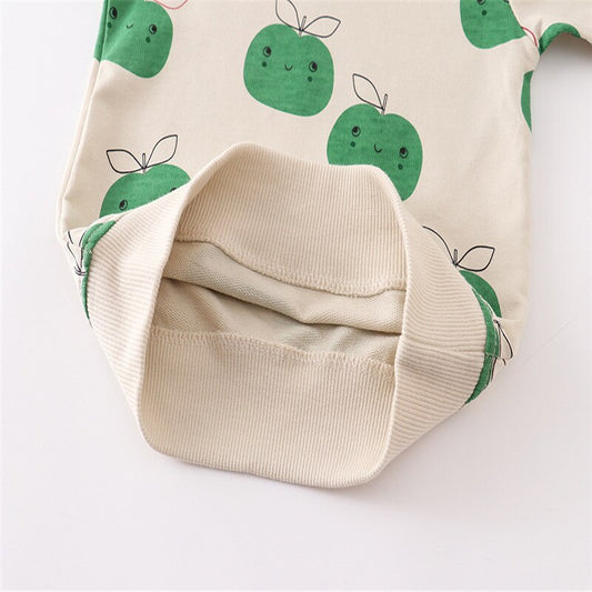 Children's Cartoon Elephant Print Long Sleeve Cotton Sweatshirt - Green Apples.