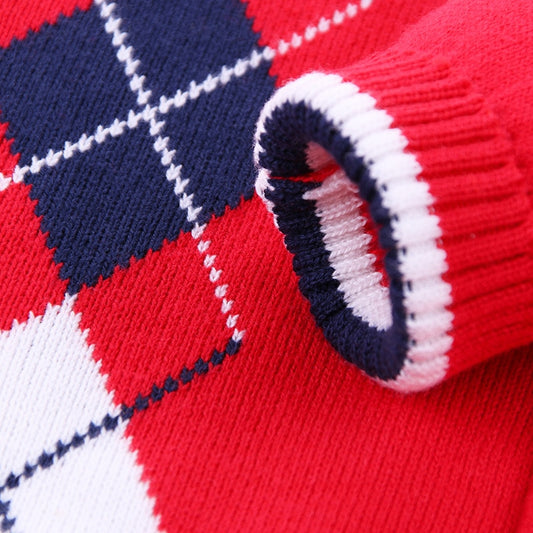 Kids Boys Casual Lattice Knitted Cardigan - Red, Yellow, Sky Blue, Blue