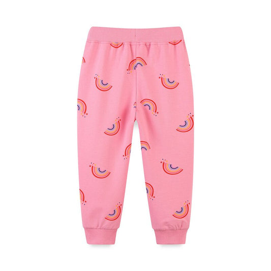 Zeebread New Arrival Autumn Spring Pink Rainbow Girls Sweatpants Hot Selling Children's Trousers Drawstring Full Pants Wear.