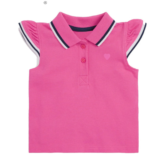 Girls Cute Ruffle Sleeve Solid Cotton Set of Tank Top and Skirt - Hot Pink.