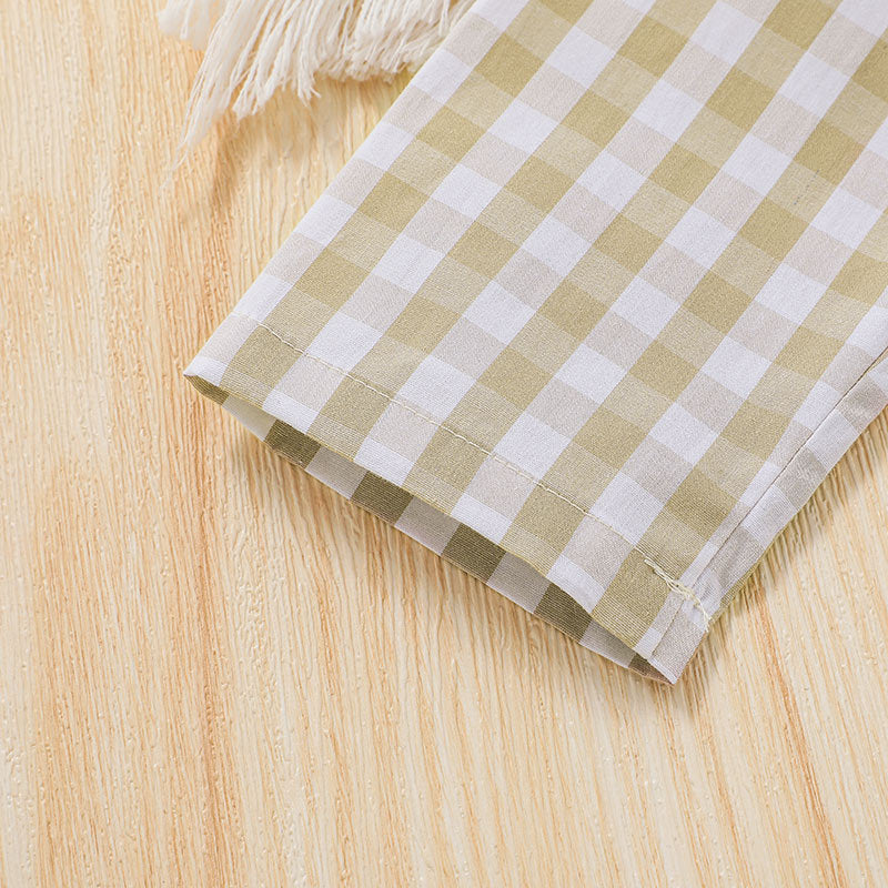 Baby Girls Plaid Long Sleeve Summer Cotton Soft Dress.