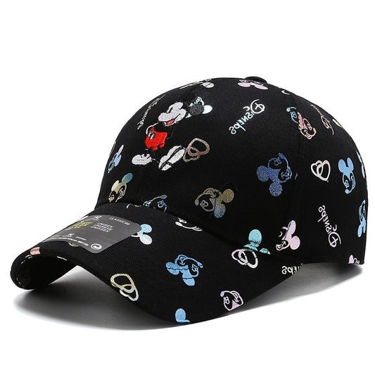 Disney Mickey Minnie Embroidery Baseball Cotton Cap - Black, Pink, White, Beige