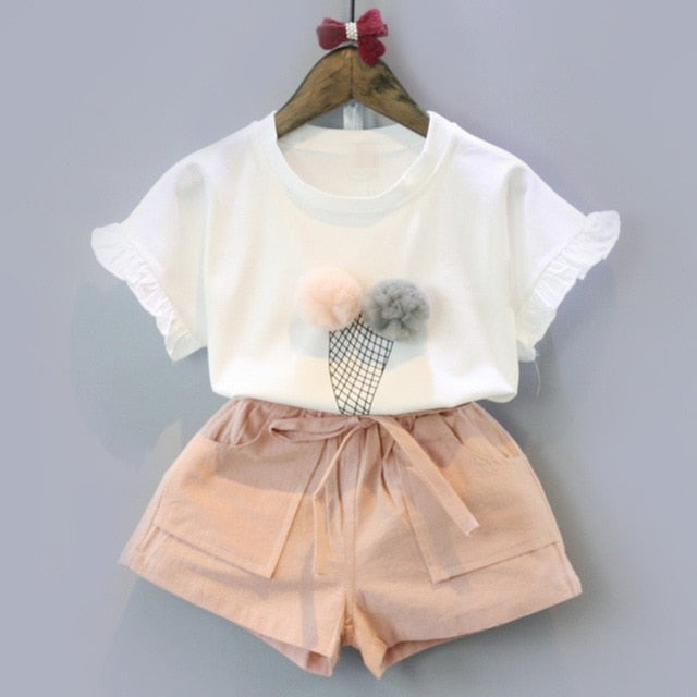 Girls' Summer Cotton Two-Piece Sets