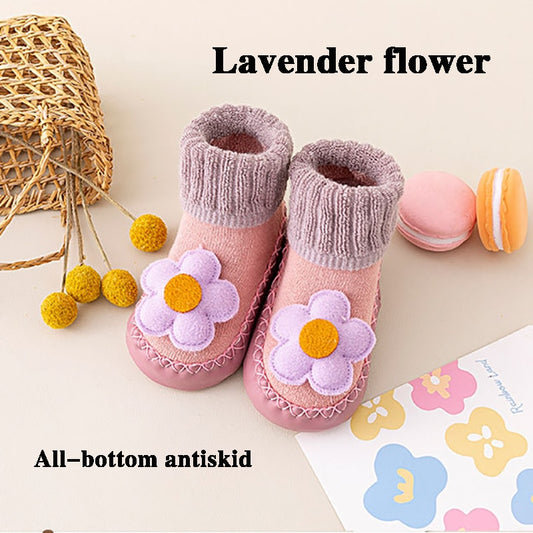 Cute Cartoon Animal Soft Cotton Non-Slip Slipper Socks for Newborn Boys and Girls First Walkers
