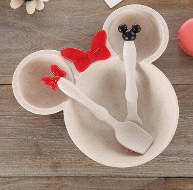 Minnie Mouse Wheat Straw Tableware Kid Plate Set.