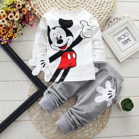 Baby Cartoon Long Sleeved T-shirts + Pants Kids Suits.