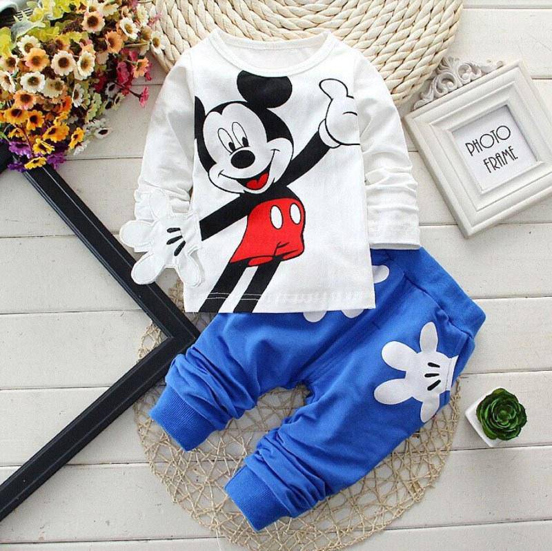 Baby Cartoon Long Sleeved T-shirts + Pants Kids Suits.