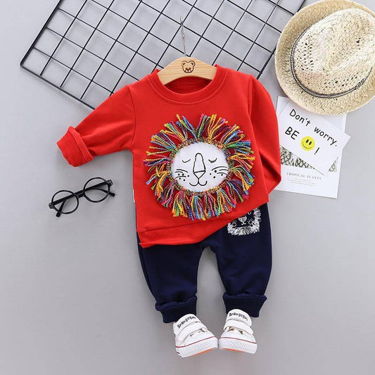 Boys Star Lion Printed Top + Pants Tracksuit.