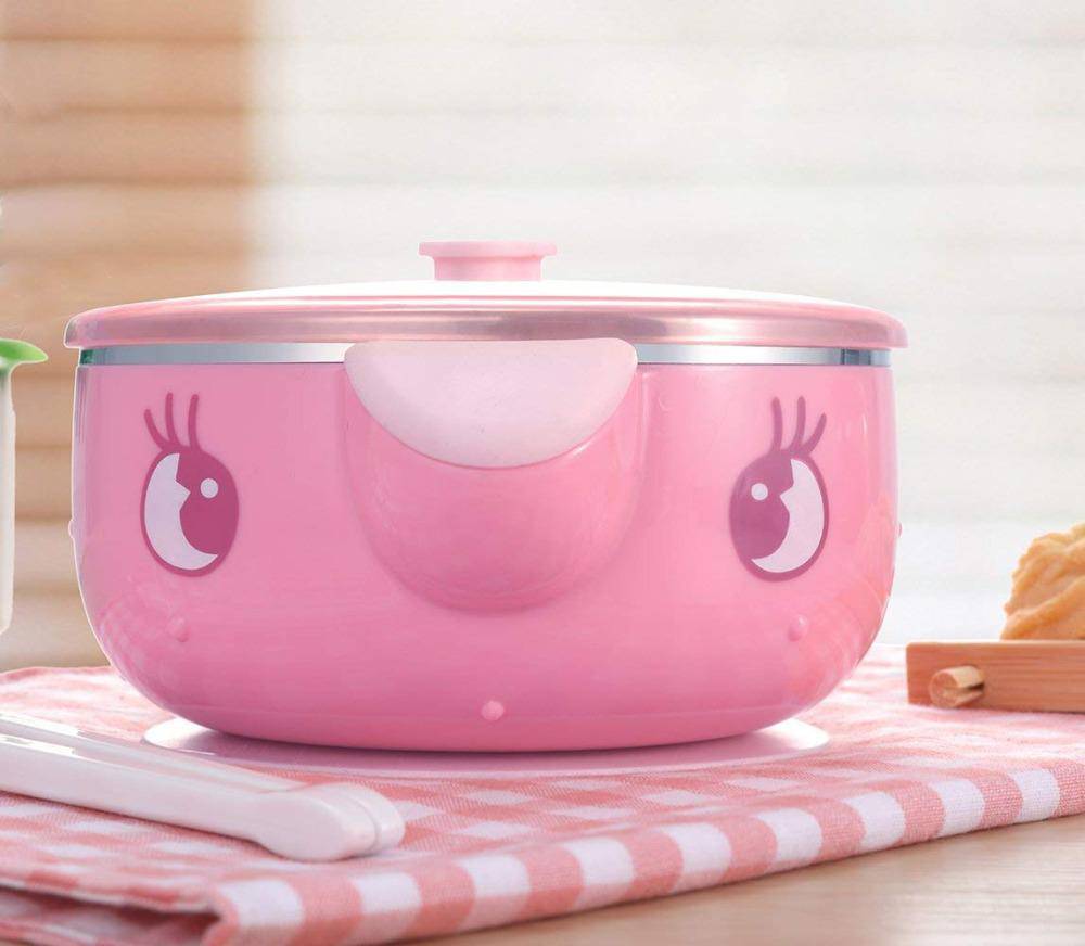 Best Feeding Bowl with Suction Base Stainless Steel 300ml Non-spill Insulated.