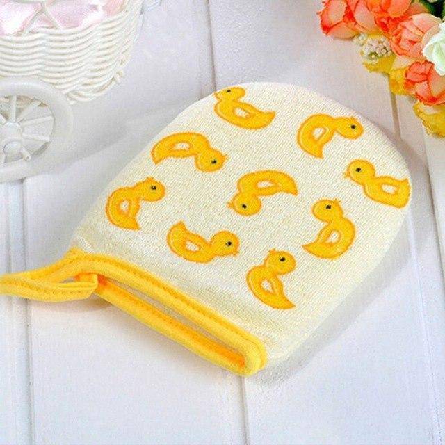 Cartoon Soft Mitt Glove - Blue, Pink, Yellow with Pattern.