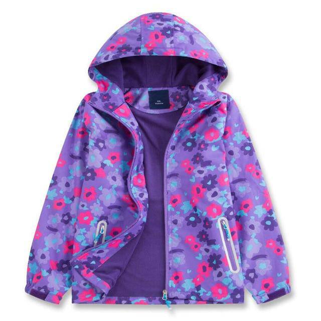 Windbreaker Polar Fleece Windproof Jacket - Purple.