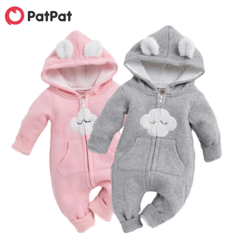 Unisex Adorable Hooded Warm Jumpsuit - Pink, Grey.