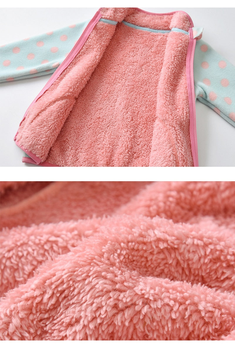 Girls Long Sleeve Warm Fleece Winter Jacket - Pink Candy.