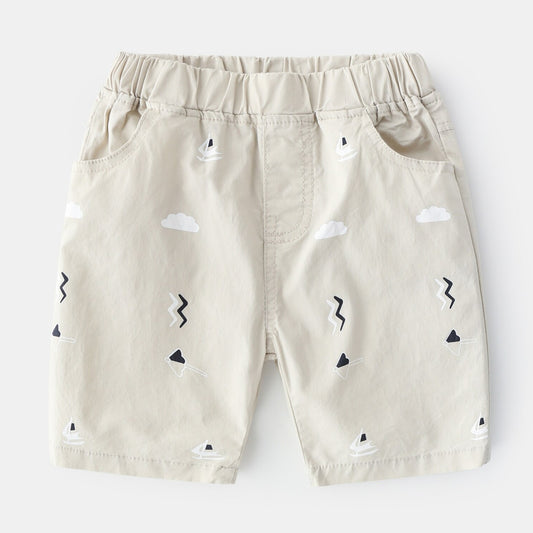 Boys Soft Thin Cotton Shorts - Beige, Navy, Red.