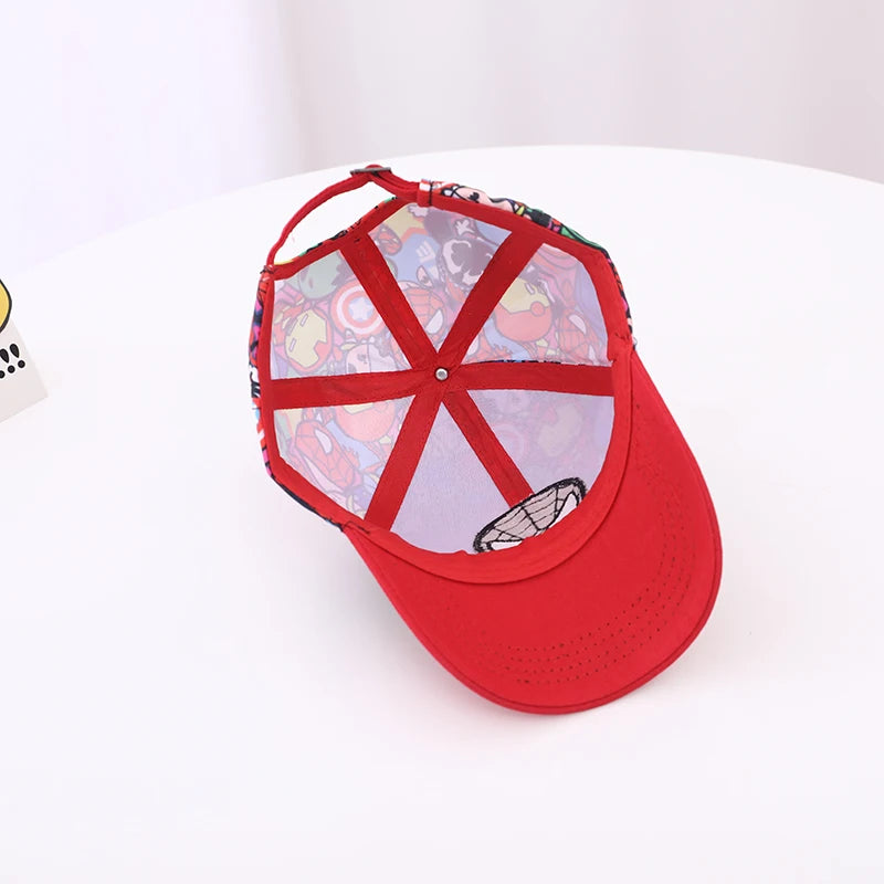 Kids Baseball Cap with Cartoon Characters Spiderman and Hulk – Red, Blue, Green, Black