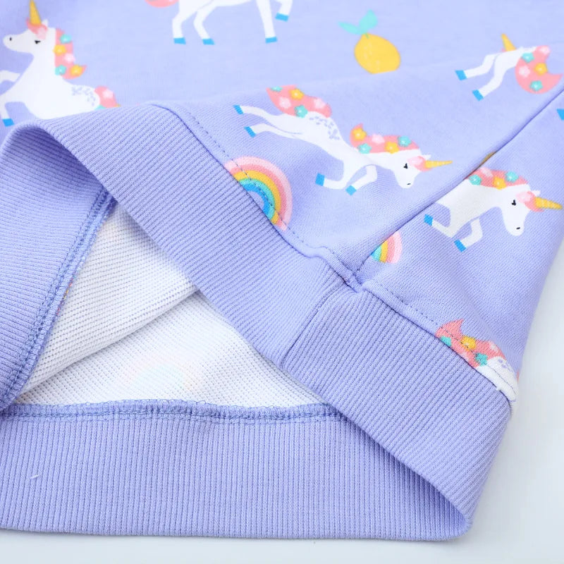 Girls’ Long Sleeve Sweatshirt 100% Breathable Cotton, Animal Print - Blue