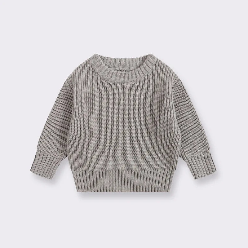 Casual Basic Knitted Kids Pullover - Pink, White, Beige, Grey, Black