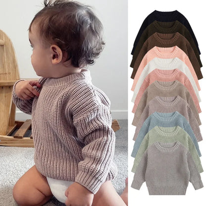 Casual Basic Knitted Kids Pullover - Pink, White, Beige, Grey, Black