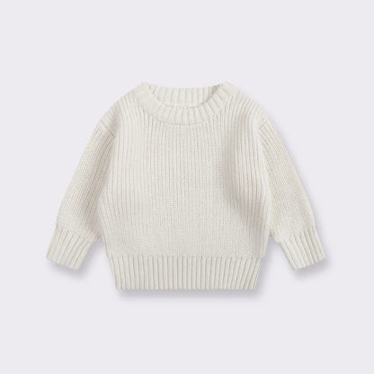 Casual Basic Knitted Kids Pullover - Pink, White, Beige, Grey, Black