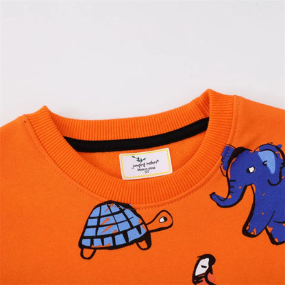 Cartoon Print Cotton Sweatshirt for Kids (2–7 Yrs) – Red