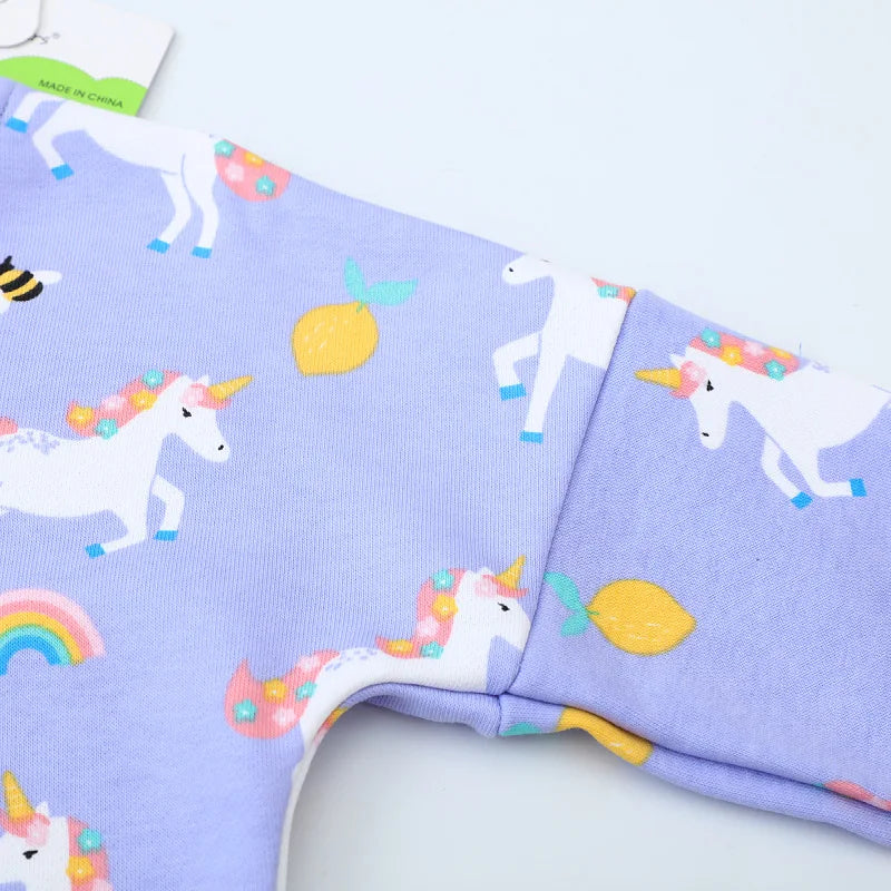 Girls’ Long Sleeve Sweatshirt 100% Breathable Cotton, Animal Print - Blue