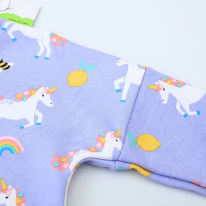 Girls’ Long Sleeve Sweatshirt 100% Breathable Cotton, Animal Print - Blue