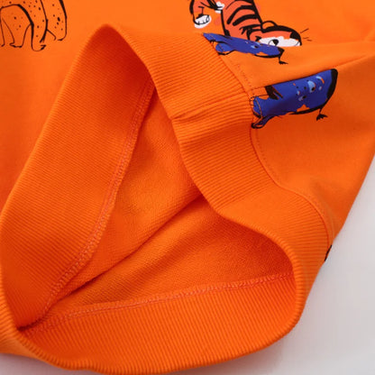 Cartoon Print Cotton Sweatshirt for Kids (2–7 Yrs) – Red