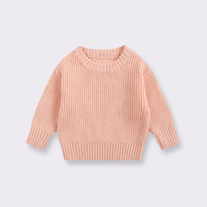 Casual Basic Knitted Kids Pullover - Pink, White, Beige, Grey, Black